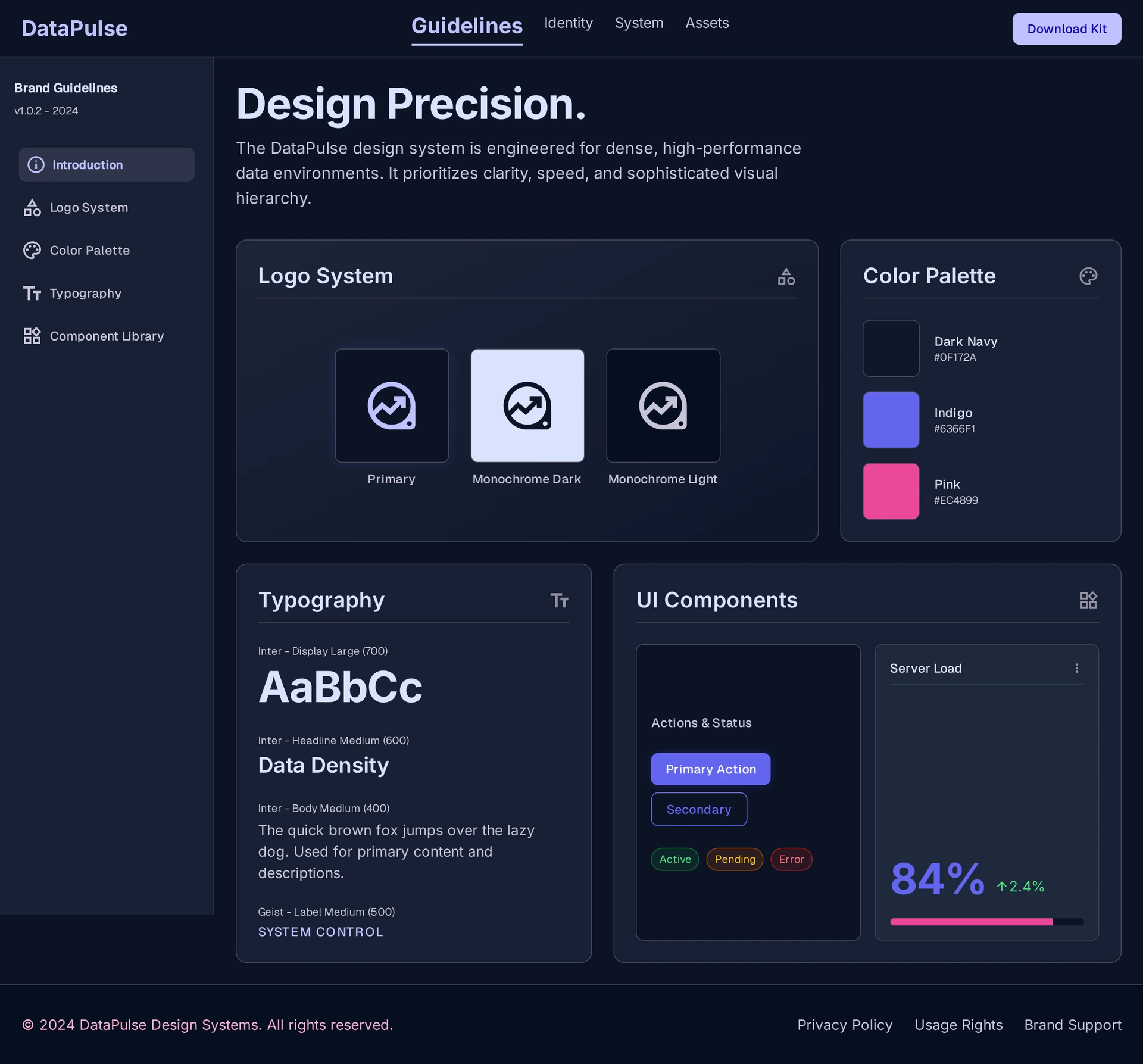Visual identity для B2B сервиса DataPulse — скриншот 1